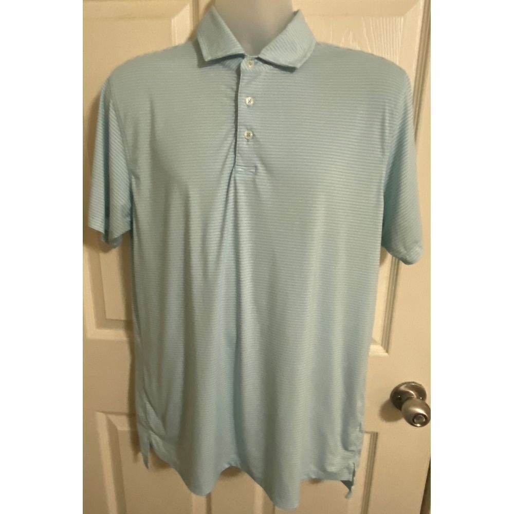 Draddy Sport Men's Striped Golf Polo‎ Shirt Performance Athletic Blue White M